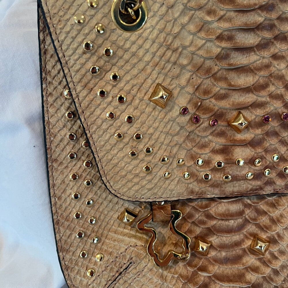TOUS --  Python Crossbody Bag -- Gold Chain -- Animal Print -- Dust Bag - Picture 3 of 10